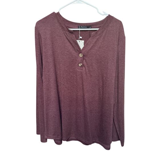 Automet Tops - Automet 2XL Long Sleeve Top Maroon Polyester Rayon Spandex